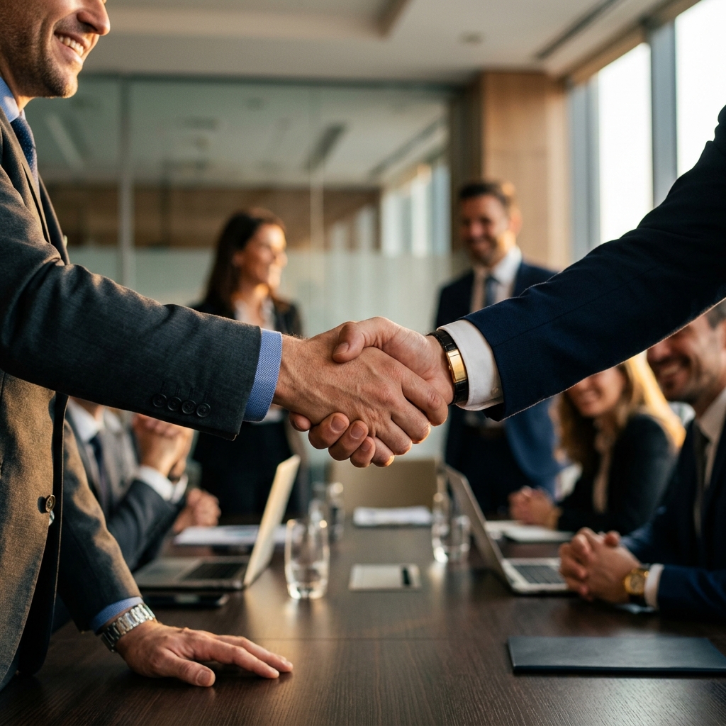 M&A Deal Closing and Handshake